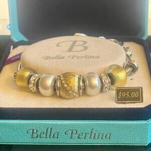 Bella Perlina NEW Gold and Silver Tone Bracelet Charm and Crystal Bead